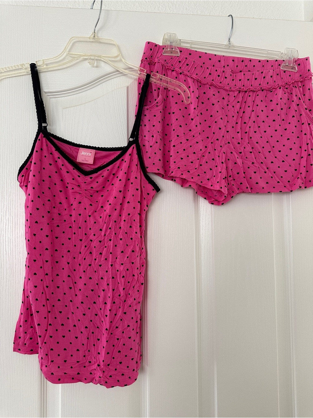 Jenni Hot Pink & Black Heart Print Cami and Short Pajama Set
